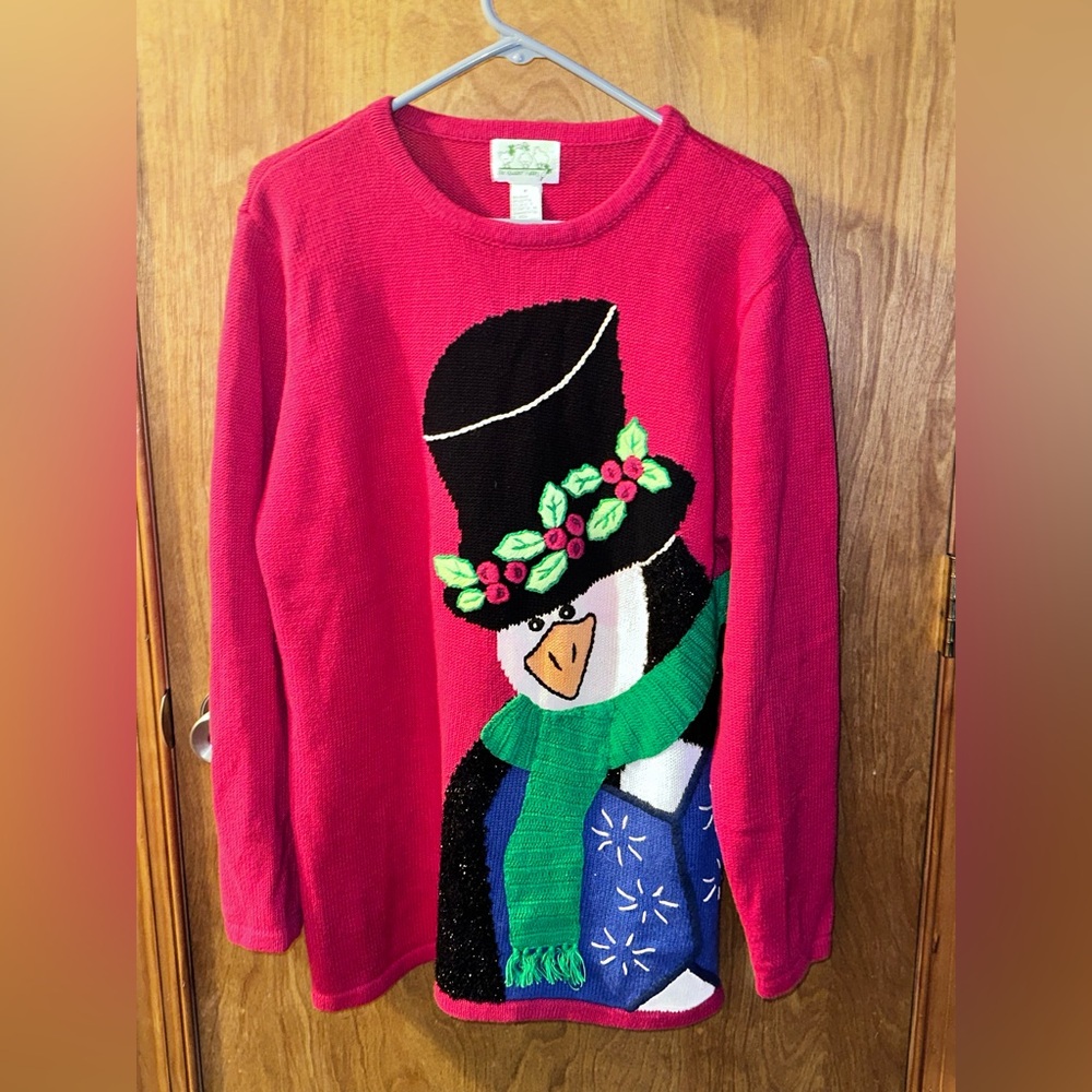 Festive Penguin Sweater - Red